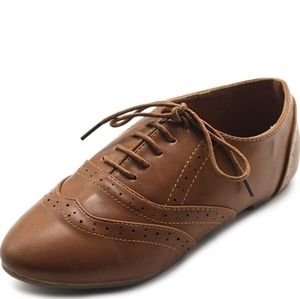 Ollio Women's Classic Lace Up Low Flat Oxford